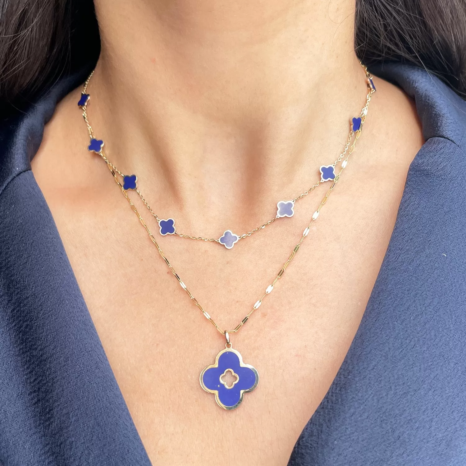 Lapis Clover Cut Out Charm