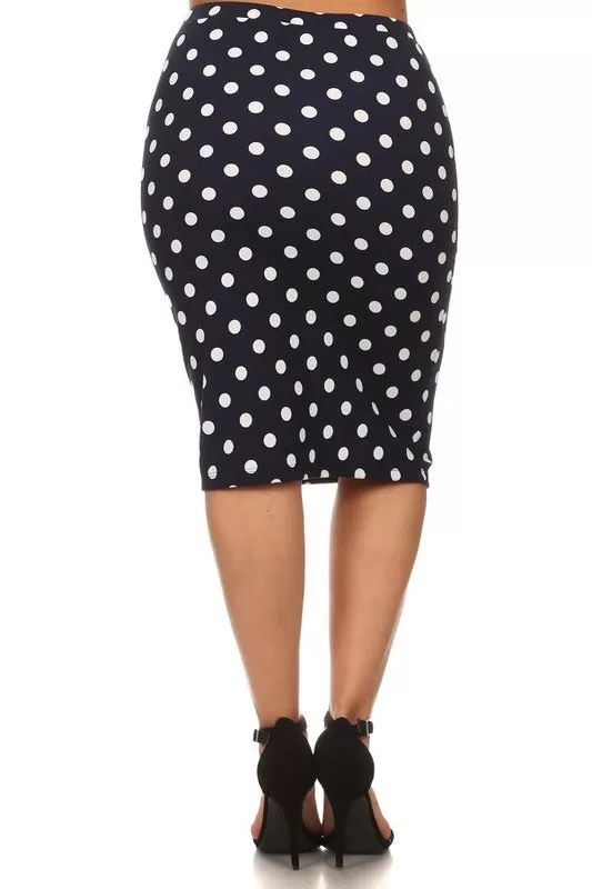 Laura Navy Polka Dot Pencil Skirt