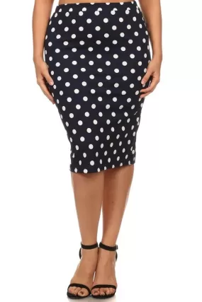 Laura Navy Polka Dot Pencil Skirt