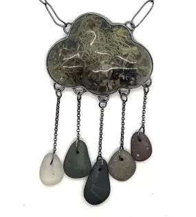 Lichen Resin Cloud and Rock Necklace