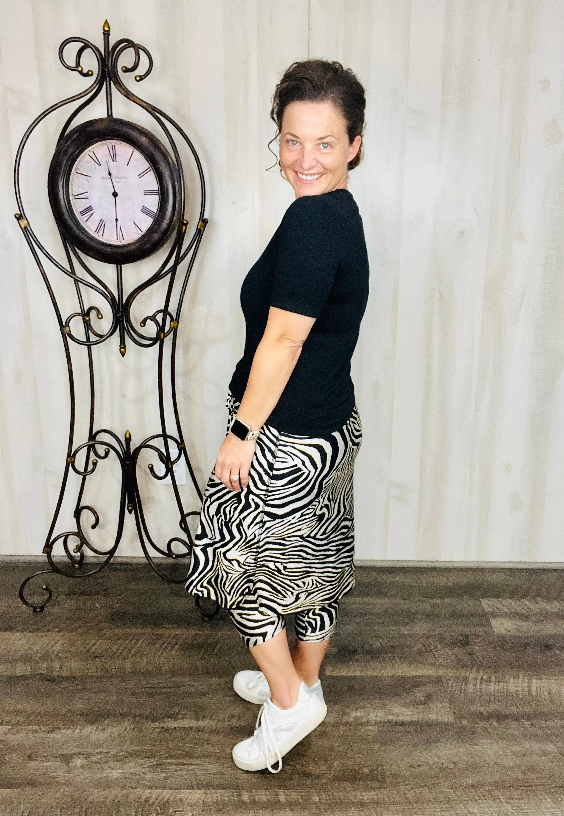 Lisa Zebra Print Swim/Active Skirt 22" (Capri Leggings)