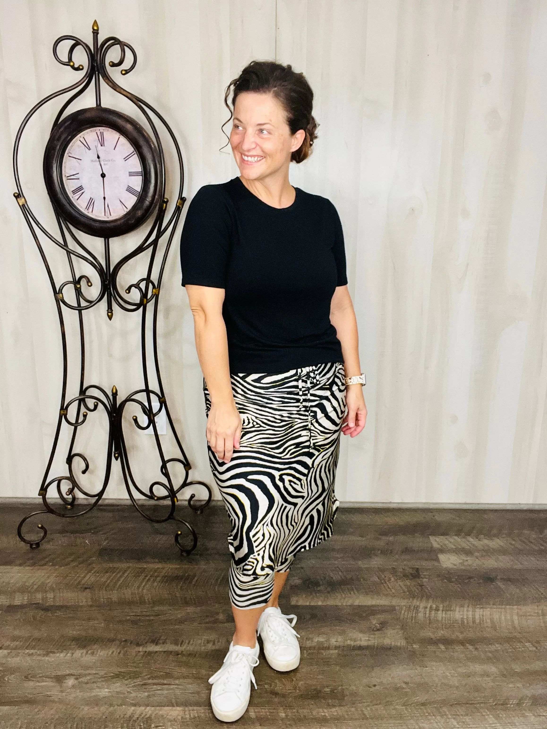 Lisa Zebra Print Swim/Active Skirt 22" (Capri Leggings)