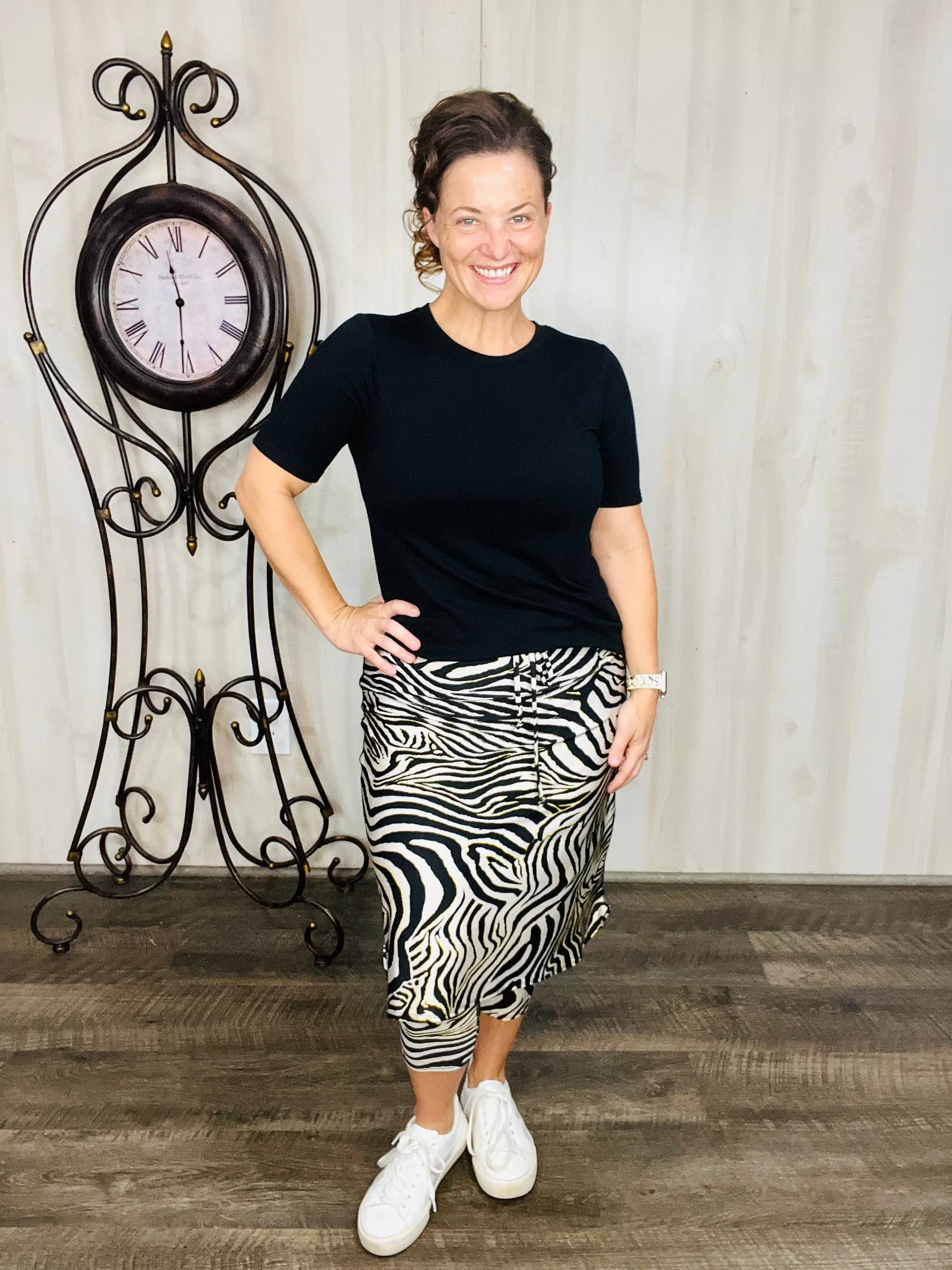 Lisa Zebra Print Swim/Active Skirt 22" (Capri Leggings)