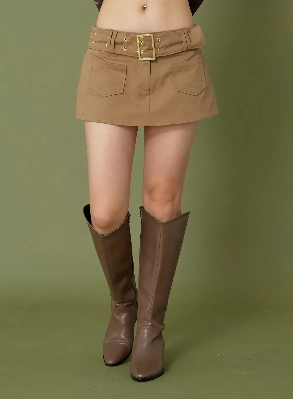 Low Rise Miniskirt With Belt CG09