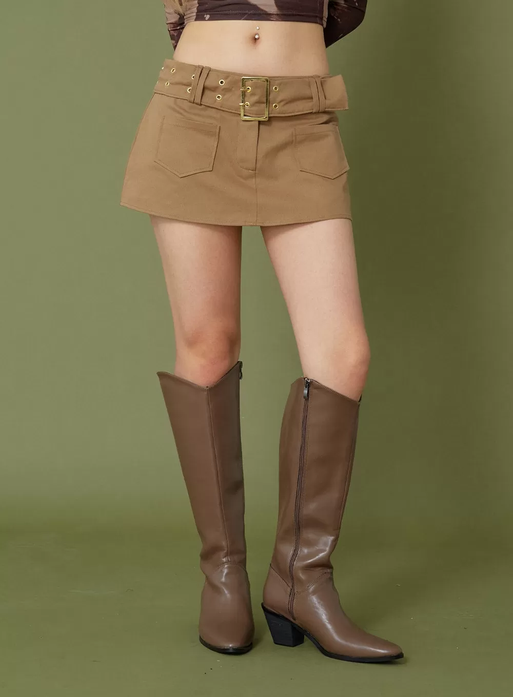 Low Rise Miniskirt With Belt CG09