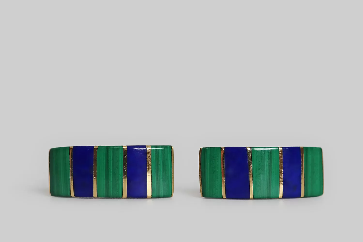 Malachite & Lapis Inlay Arched Post Earrings