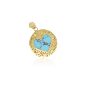 Marbled Turquoise Lace Heart Charm