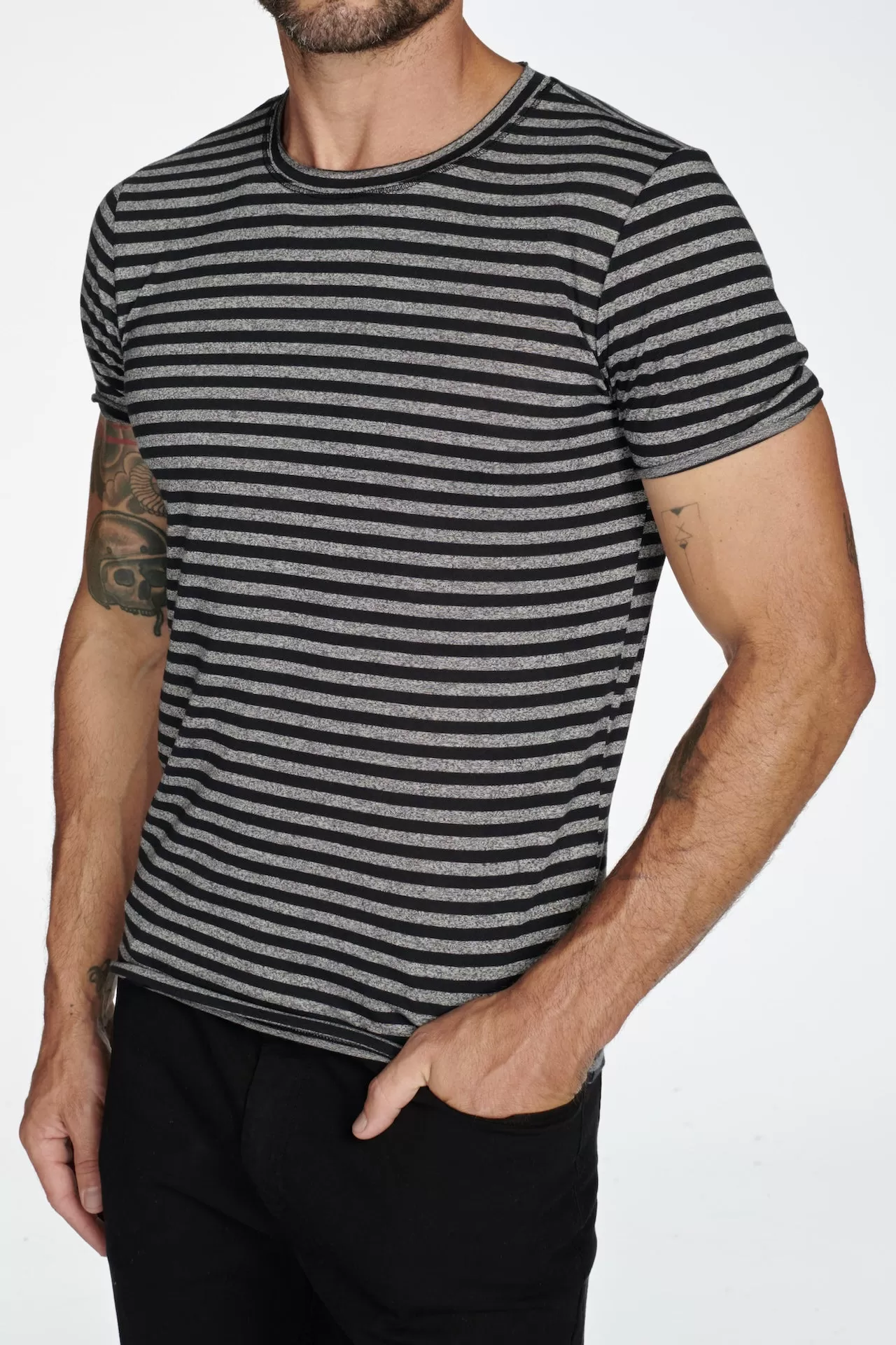 Men's Brolin Raw Neck Crew Stripe Tee