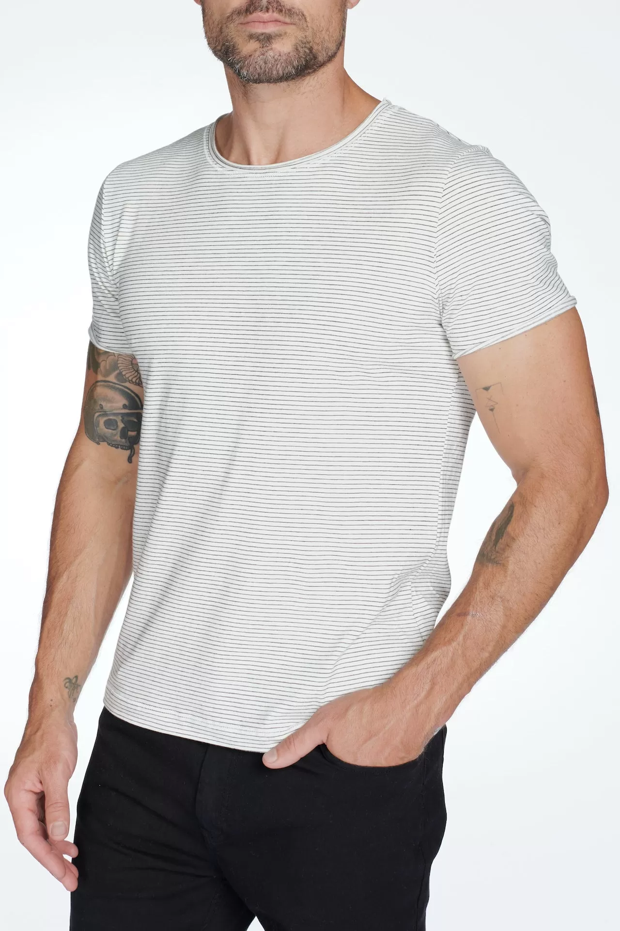 Men's Brolin Raw Neck Crew Stripe Tee