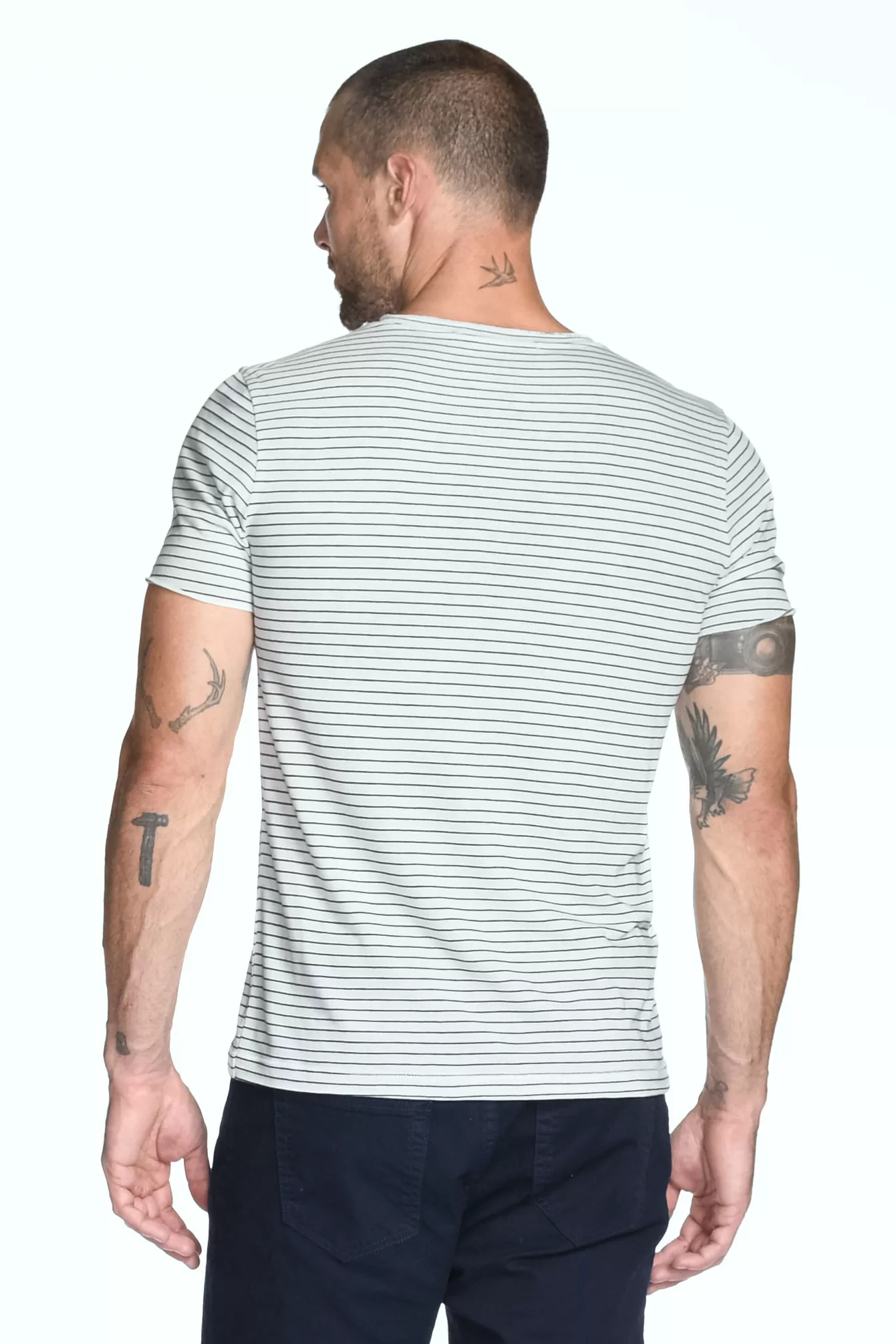 Men's Brolin Raw Neck Crew Stripe Tee