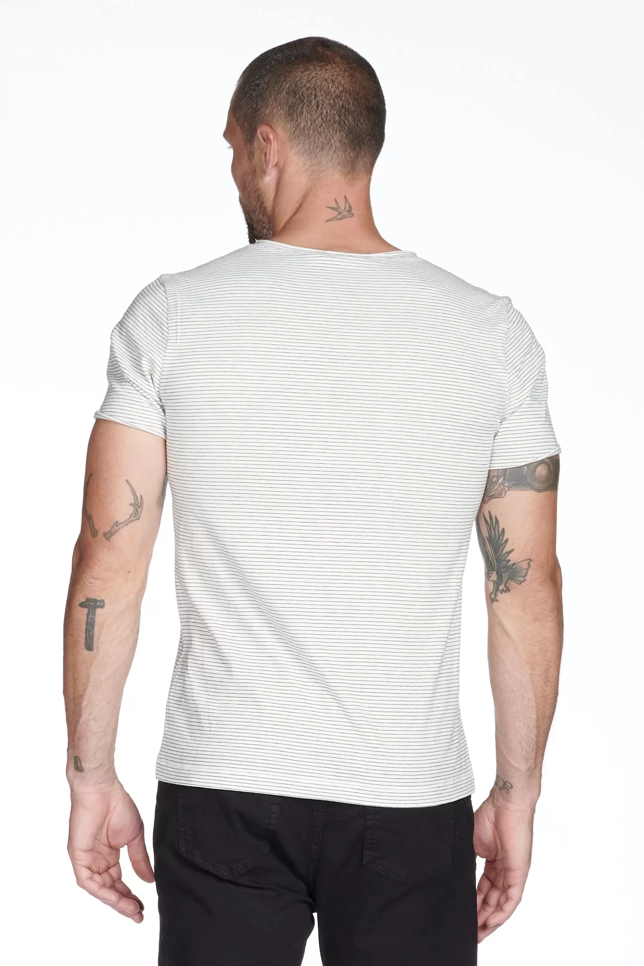 Men's Brolin Raw Neck Crew Stripe Tee