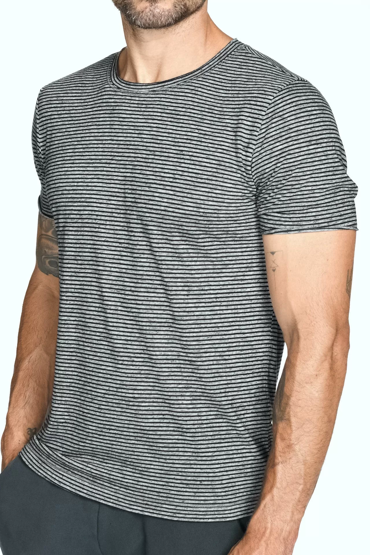 Men's Brolin Raw Neck Crew Stripe Tee