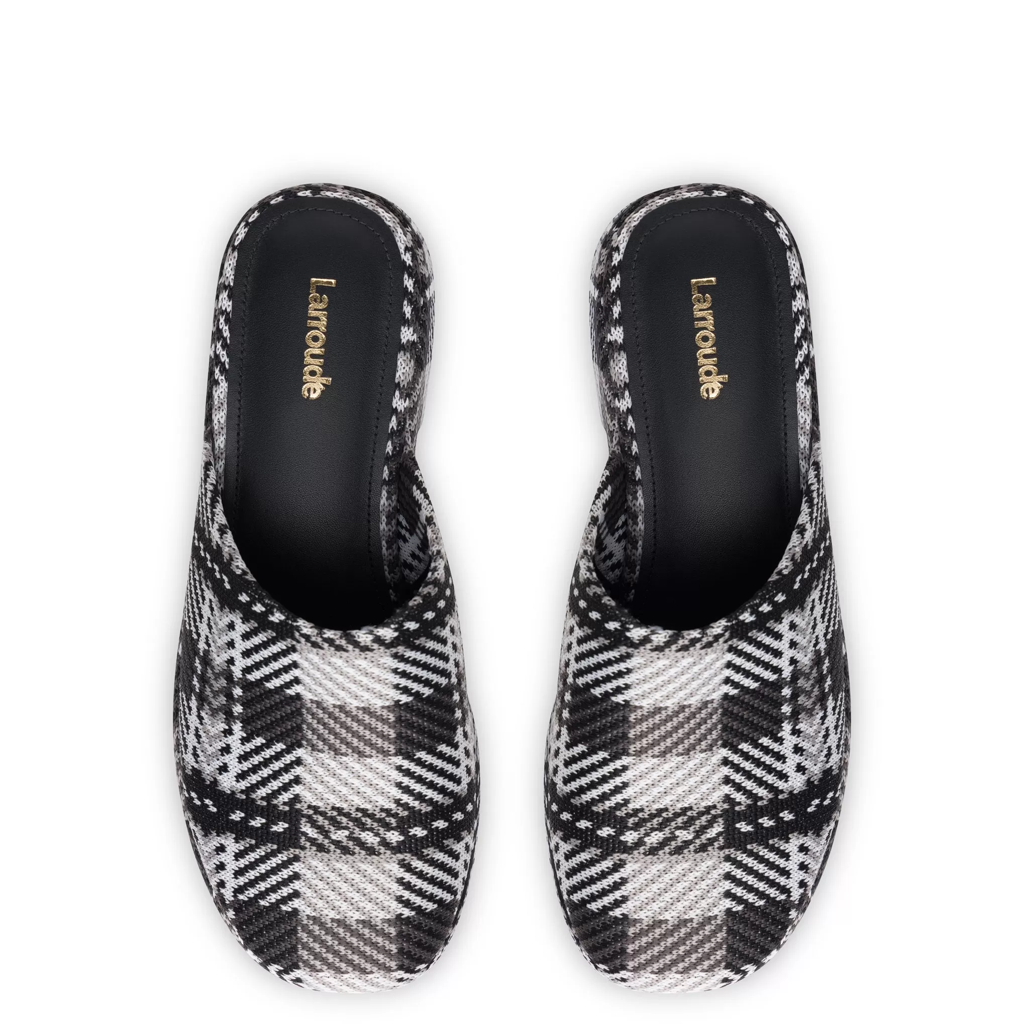 Miso Flatform Clog In Black and White Plaid Knit