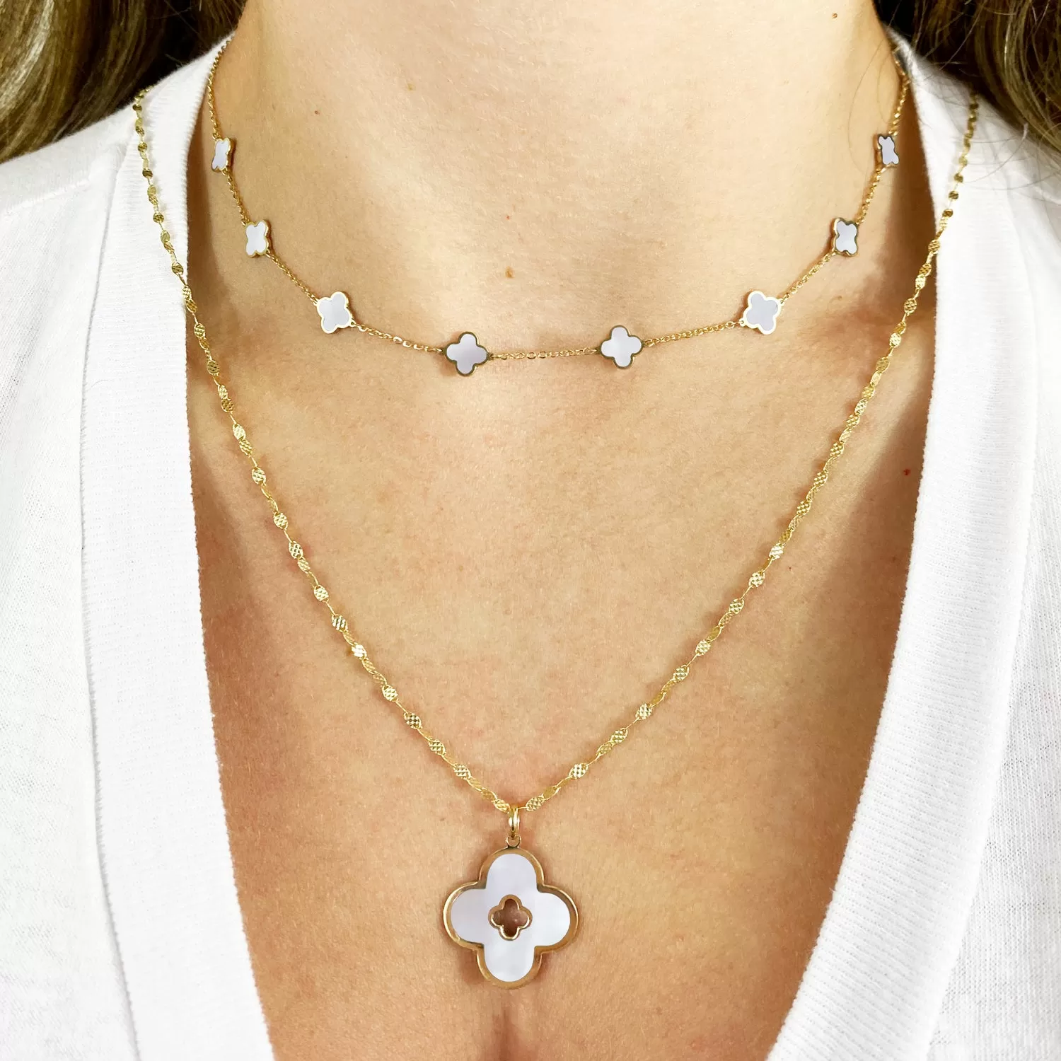 Mother of Pearl Clover Cut Out Charm