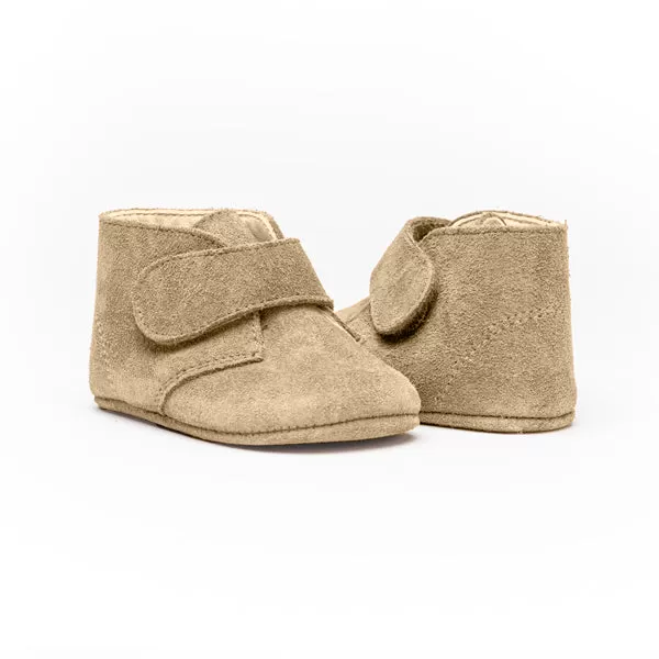 My-First Suede Pram Booties in Tan