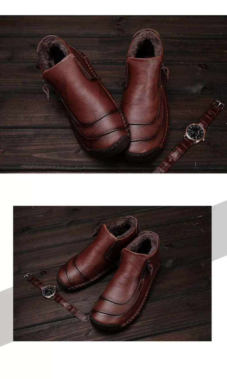 New Men's Quality Warm Genuine Leather Shoes