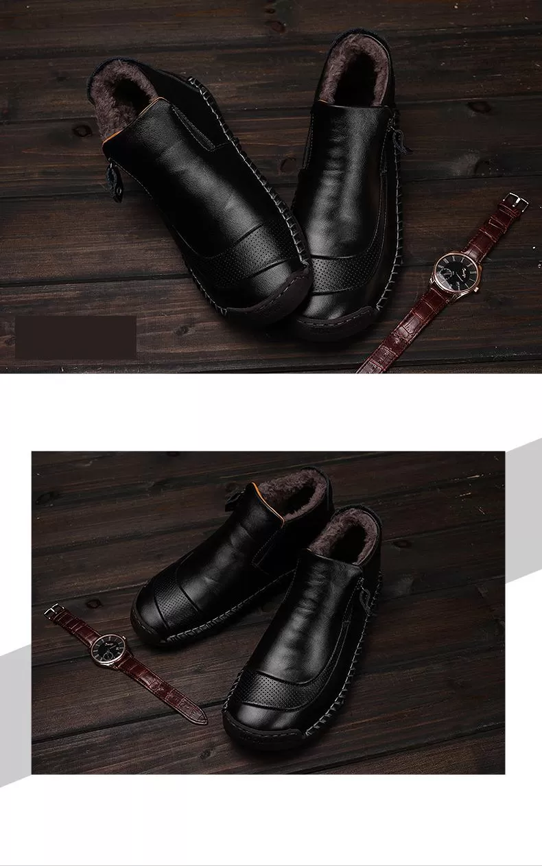 New Men's Quality Warm Genuine Leather Shoes