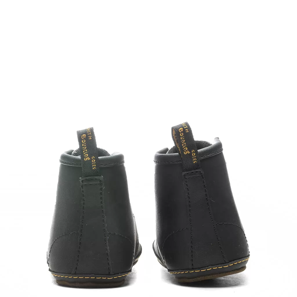 Newborn 1460 Auburn Leather Booties - Black