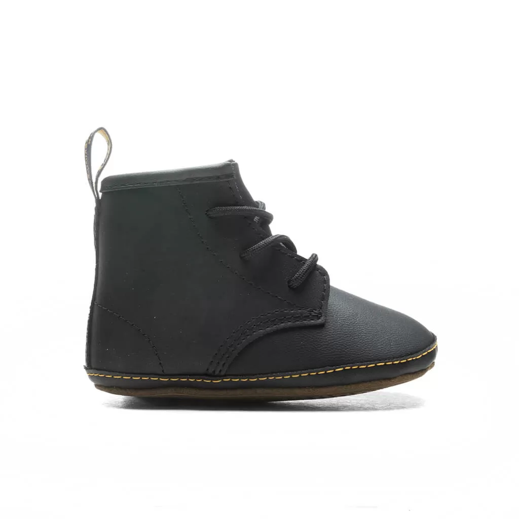 Newborn 1460 Auburn Leather Booties - Black