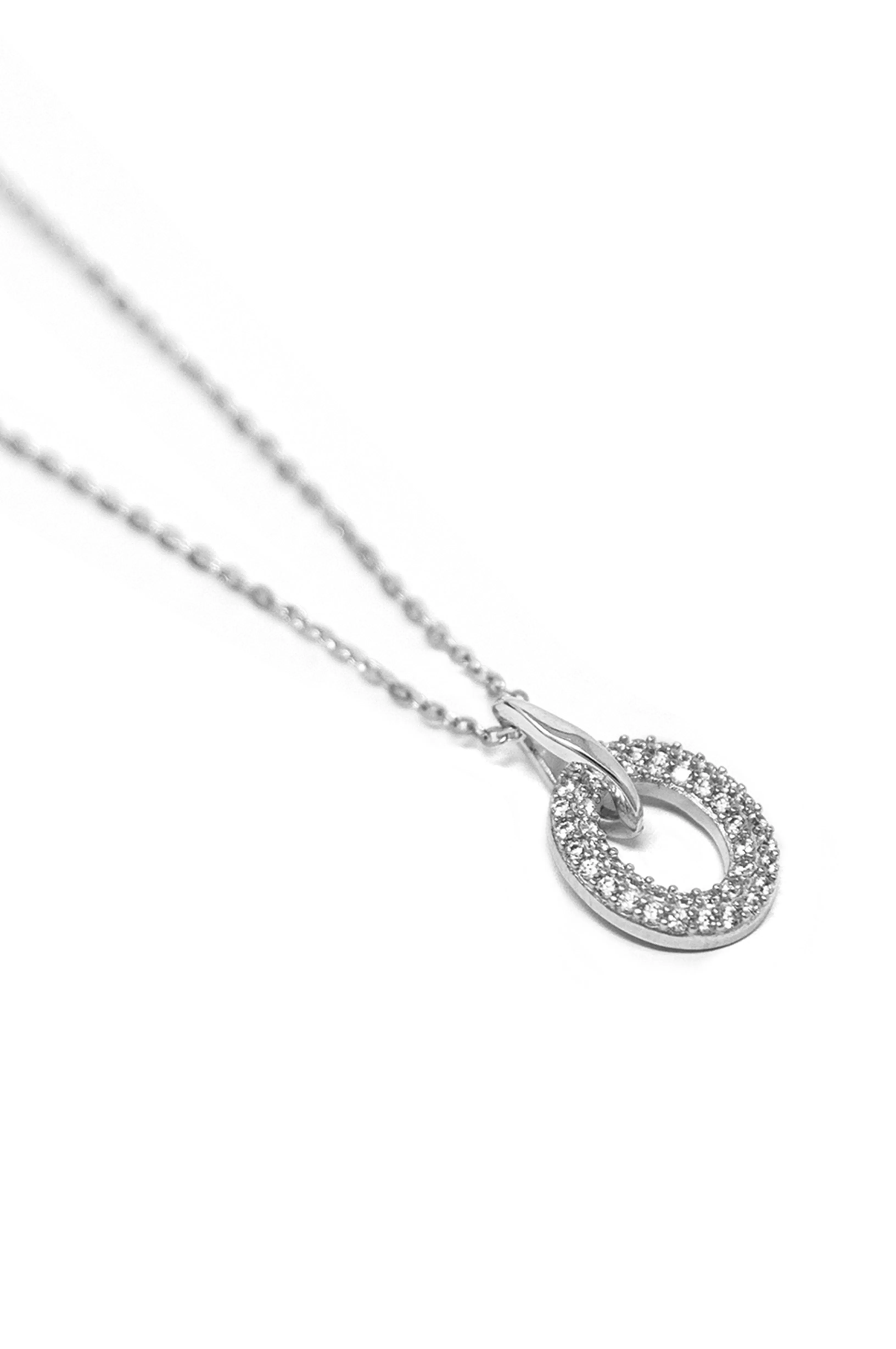 Oval Charm Sterling Silver Chain Necklace