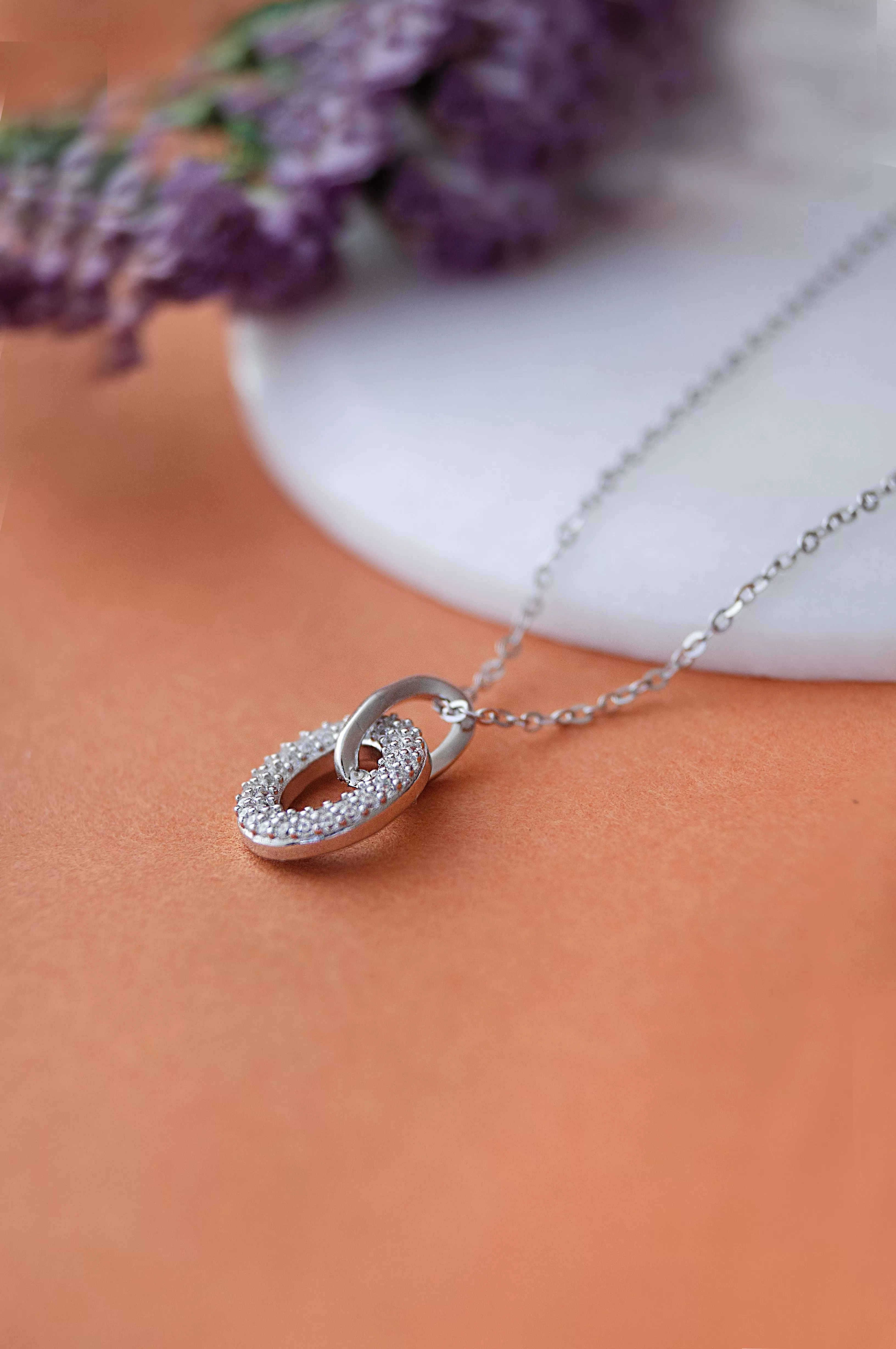 Oval Charm Sterling Silver Chain Necklace