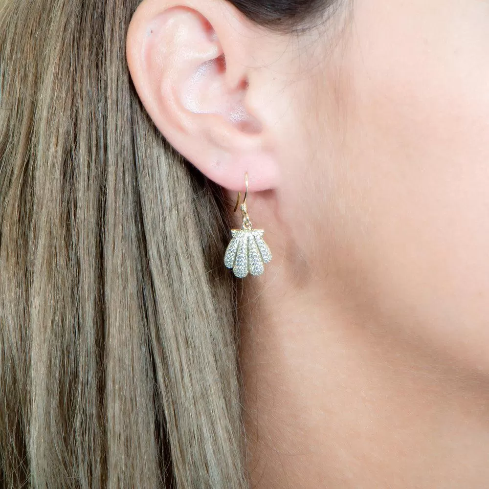 Pavé Oyster Shell Earrings