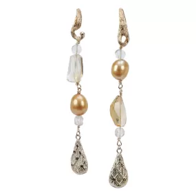 Pearl, Citrine, and Gold Earrings