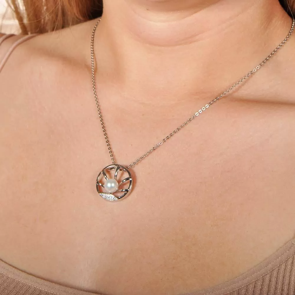 Pearl Sun Beams Eternity Pendant