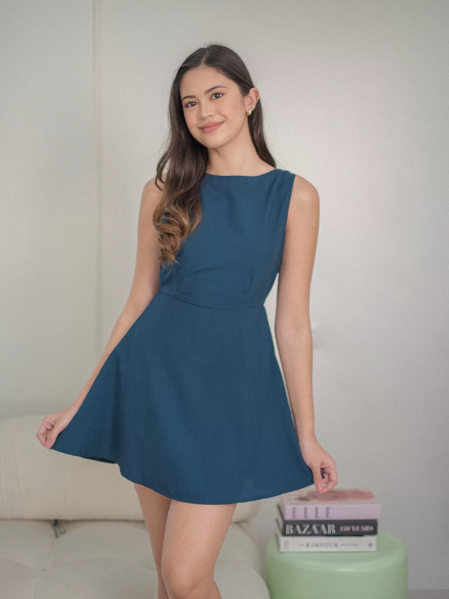 Phoebe Mini Dress - blue green