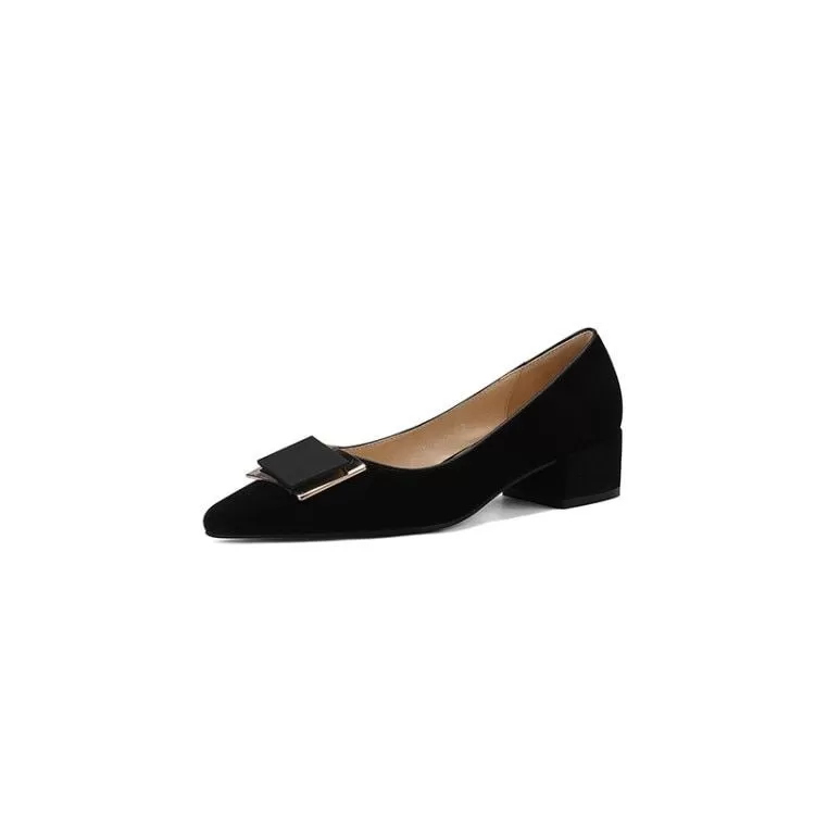 QM1252 Women's Casual Shoes - Chunky Heel Pumps