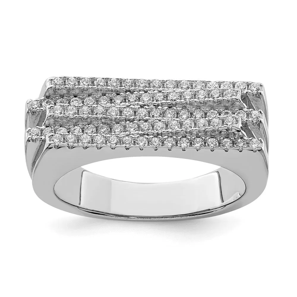 Rhodium-Plated CZ Ring in Sterling Silver