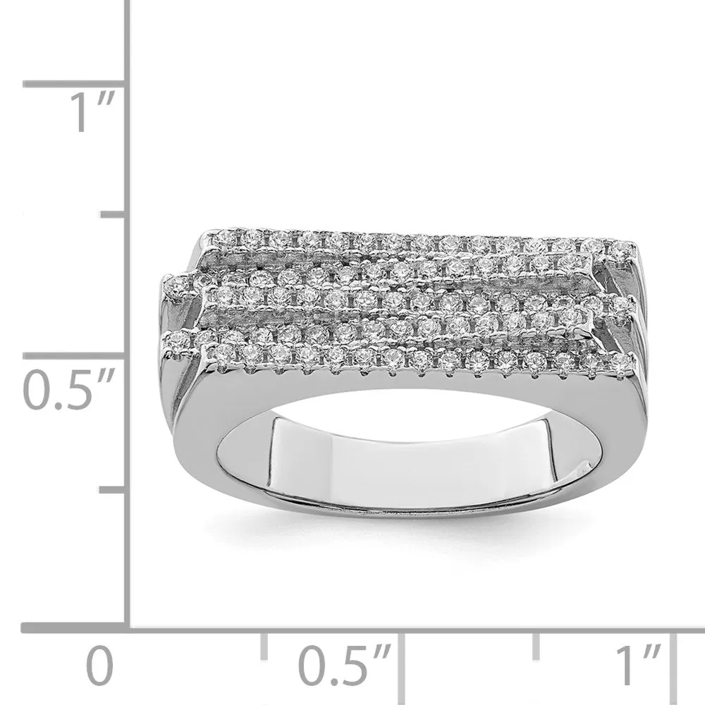 Rhodium-Plated CZ Ring in Sterling Silver