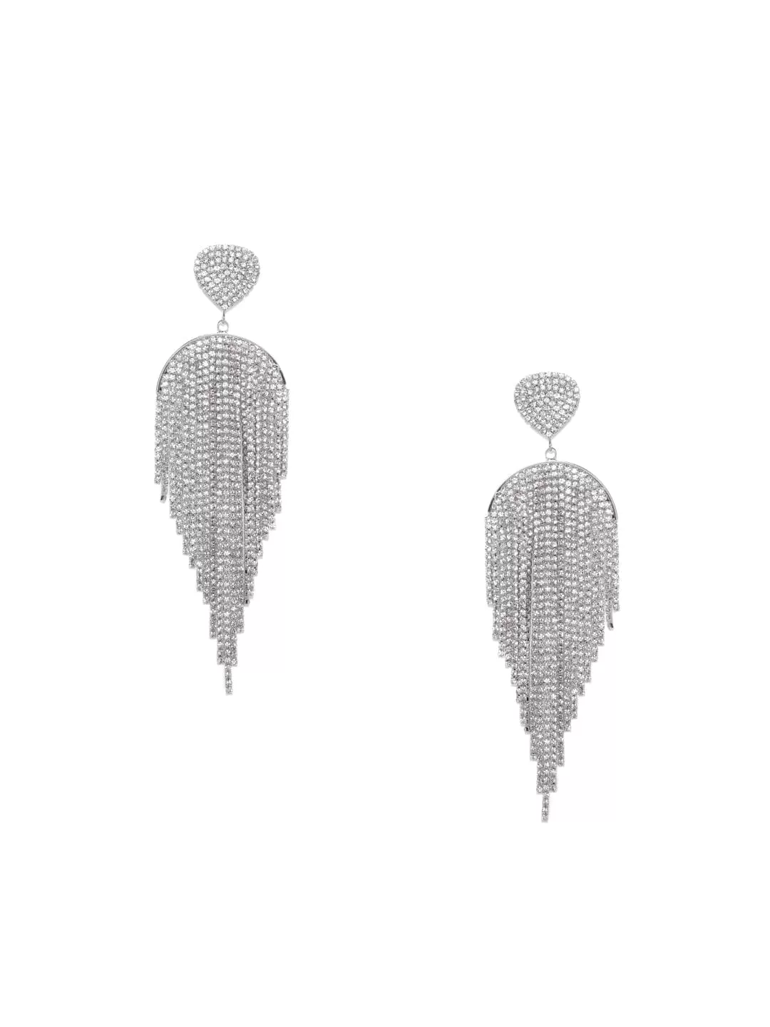 Rubans Voguish Whispers of Moonlight: Enchanting Silver Tone Shoulder Duster Earrings