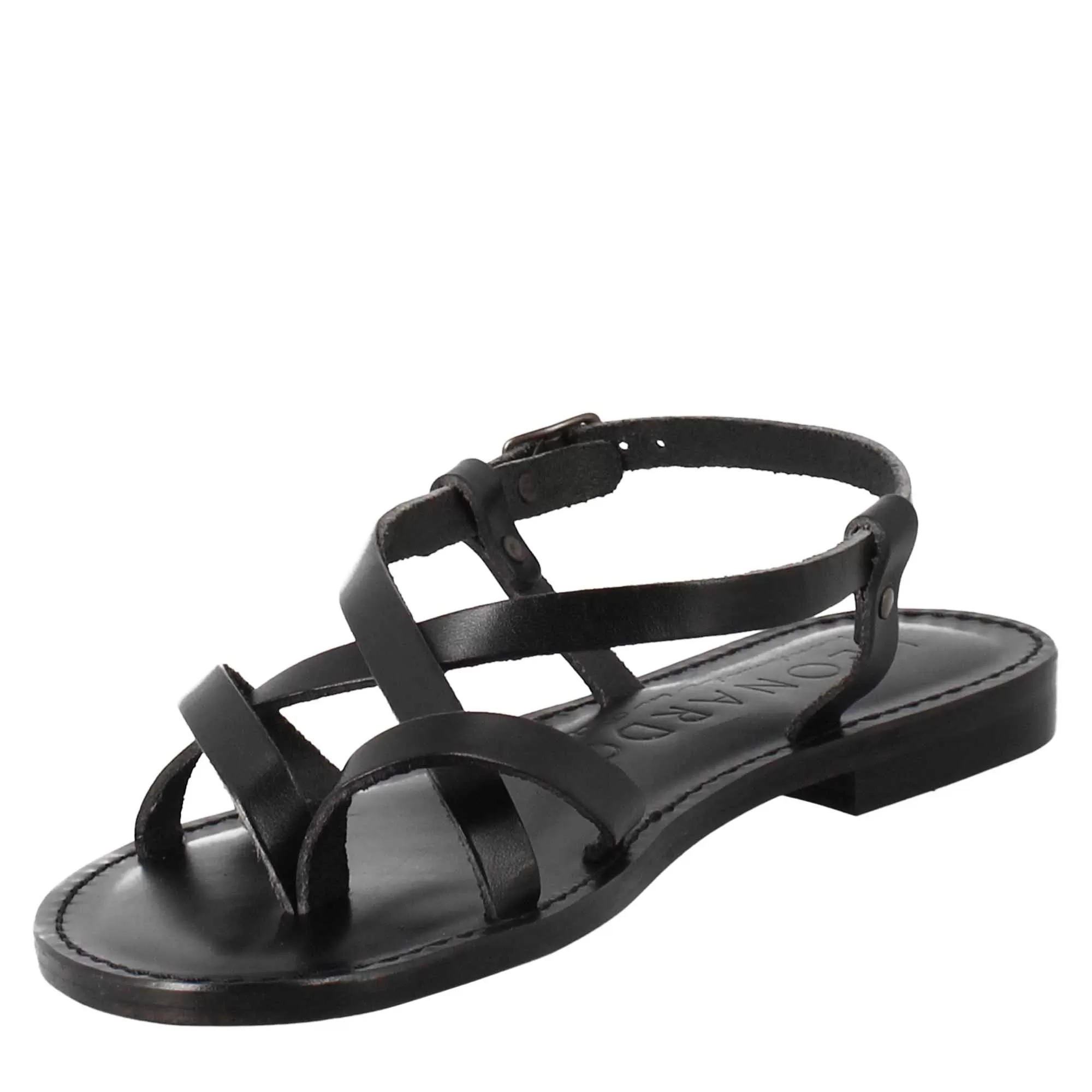 Sandali Solace da donna stile romano antico in pelle colore nero