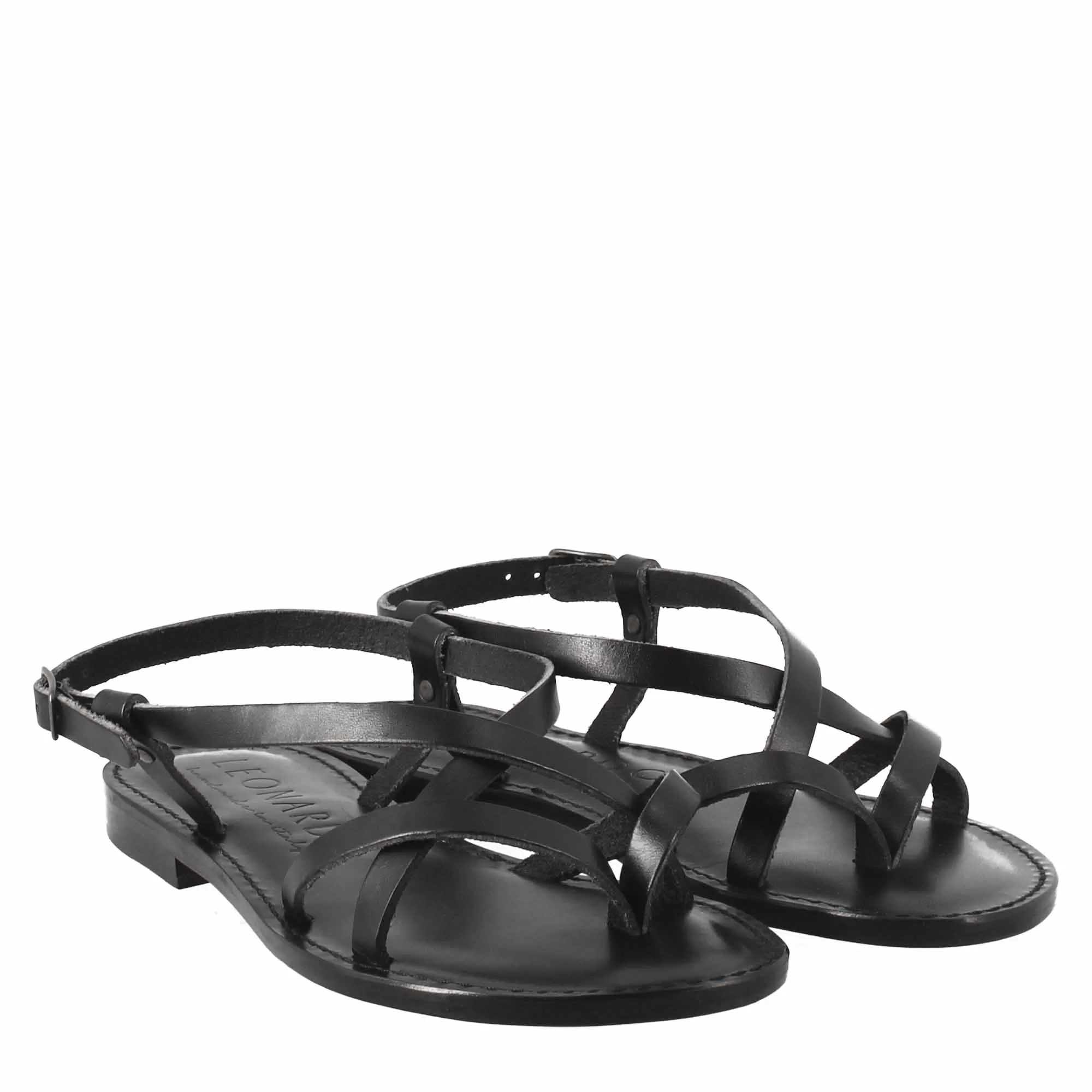 Sandali Solace da donna stile romano antico in pelle colore nero