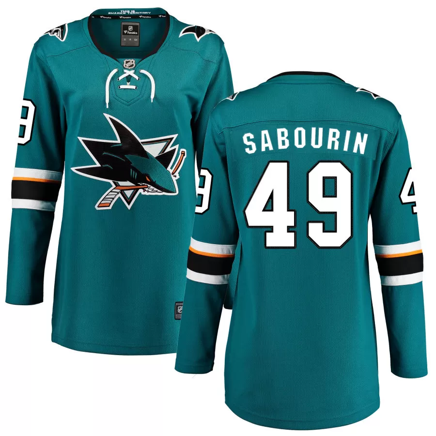 Scott Sabourin San Jose Sharks Fanatics Branded Women's 2021/22 Home Breakaway Jersey - Teal