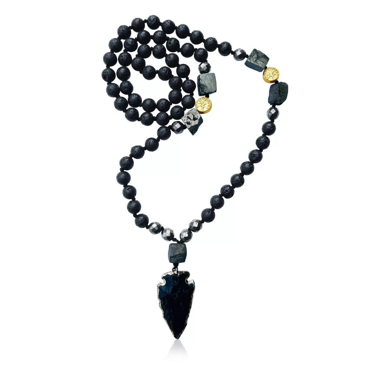 Shield Against Negativity Obsidian Arrowhead Necklace