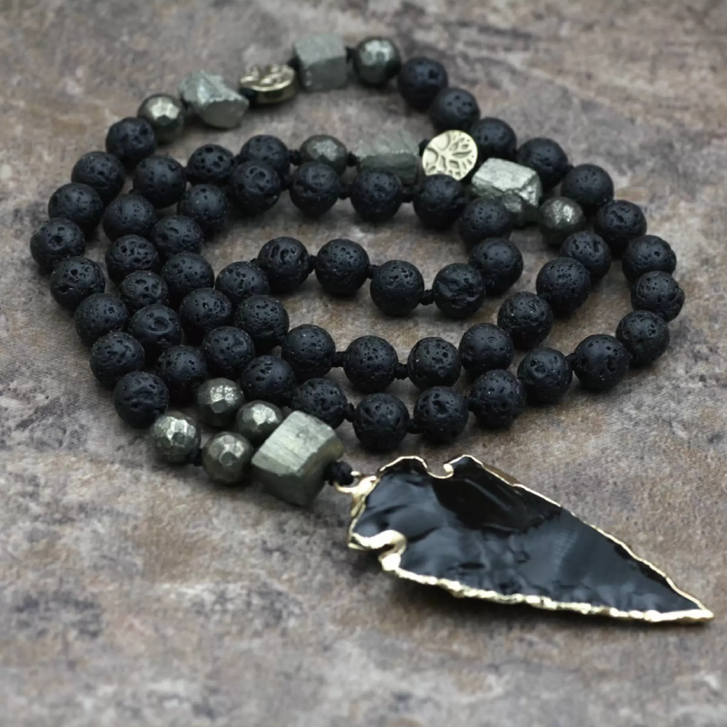 Shield Against Negativity Obsidian Arrowhead Necklace