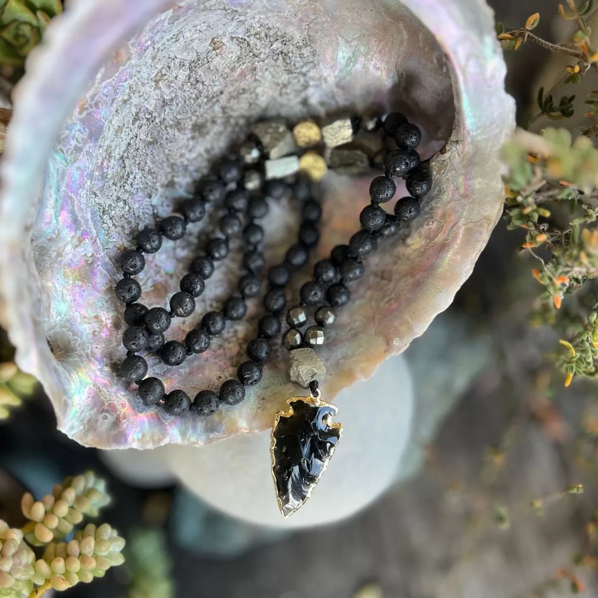 Shield Against Negativity Obsidian Arrowhead Necklace