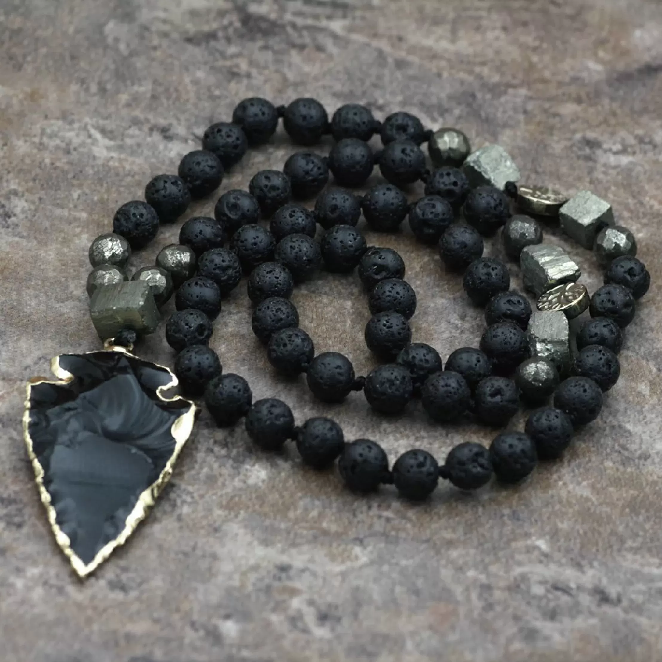 Shield Against Negativity Obsidian Arrowhead Necklace