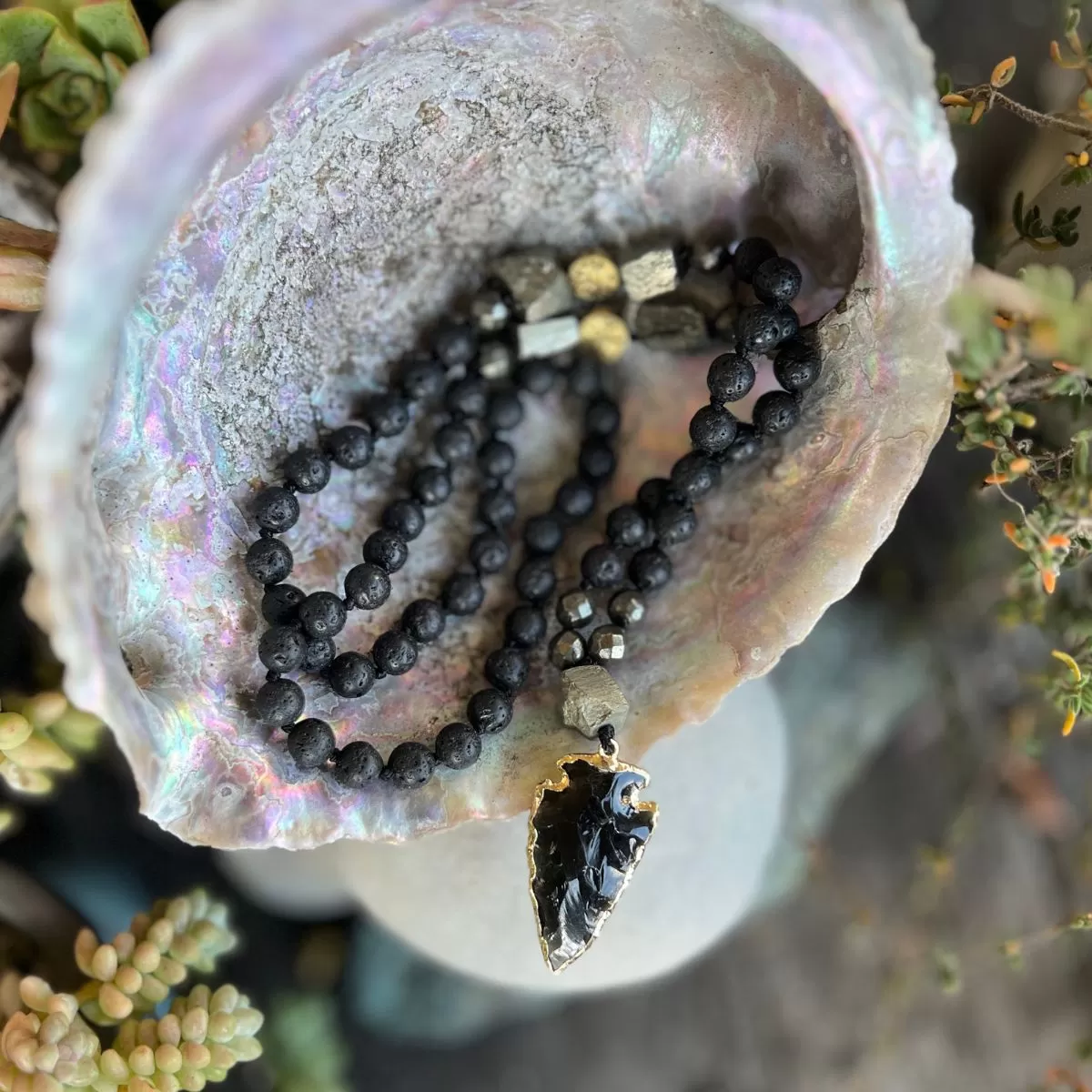 Shield Against Negativity Obsidian Arrowhead Necklace