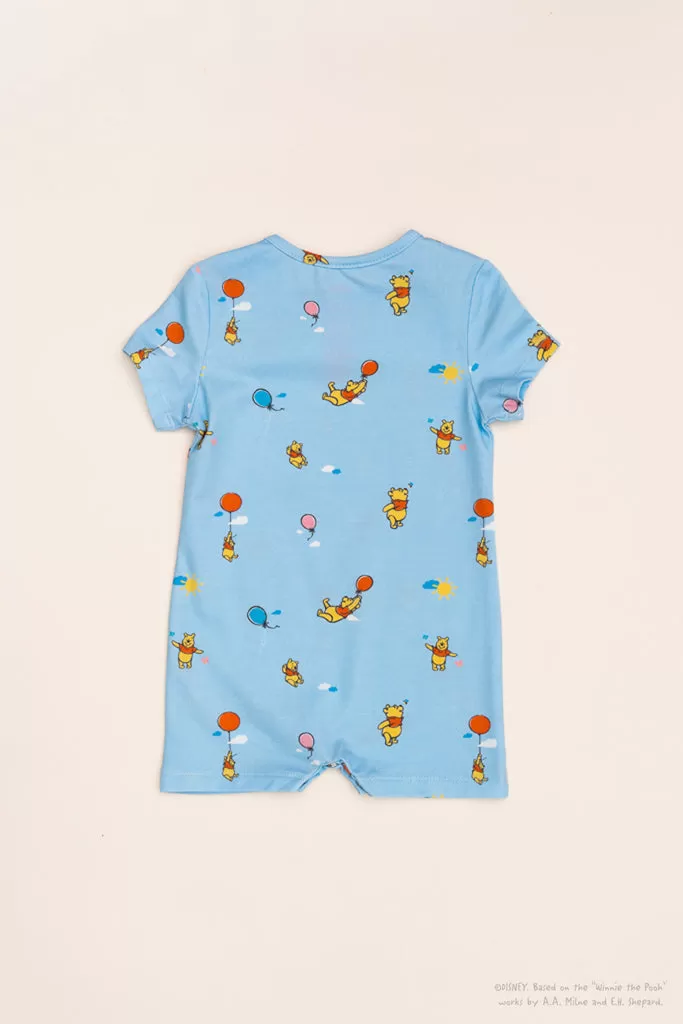 Short-Sleeve Romper - Blue Balloon Pooh (3M, 9M left!)