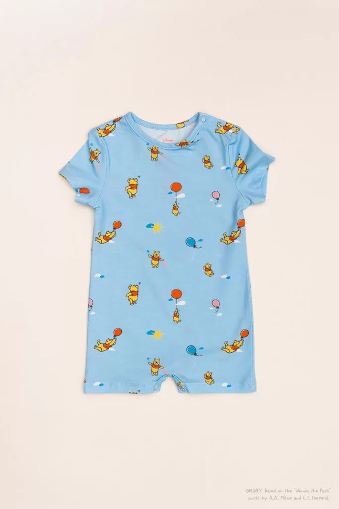 Short-Sleeve Romper - Blue Balloon Pooh (3M, 9M left!)