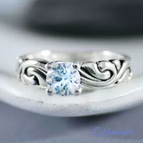 Silver Ocean Waves Engagement Ring