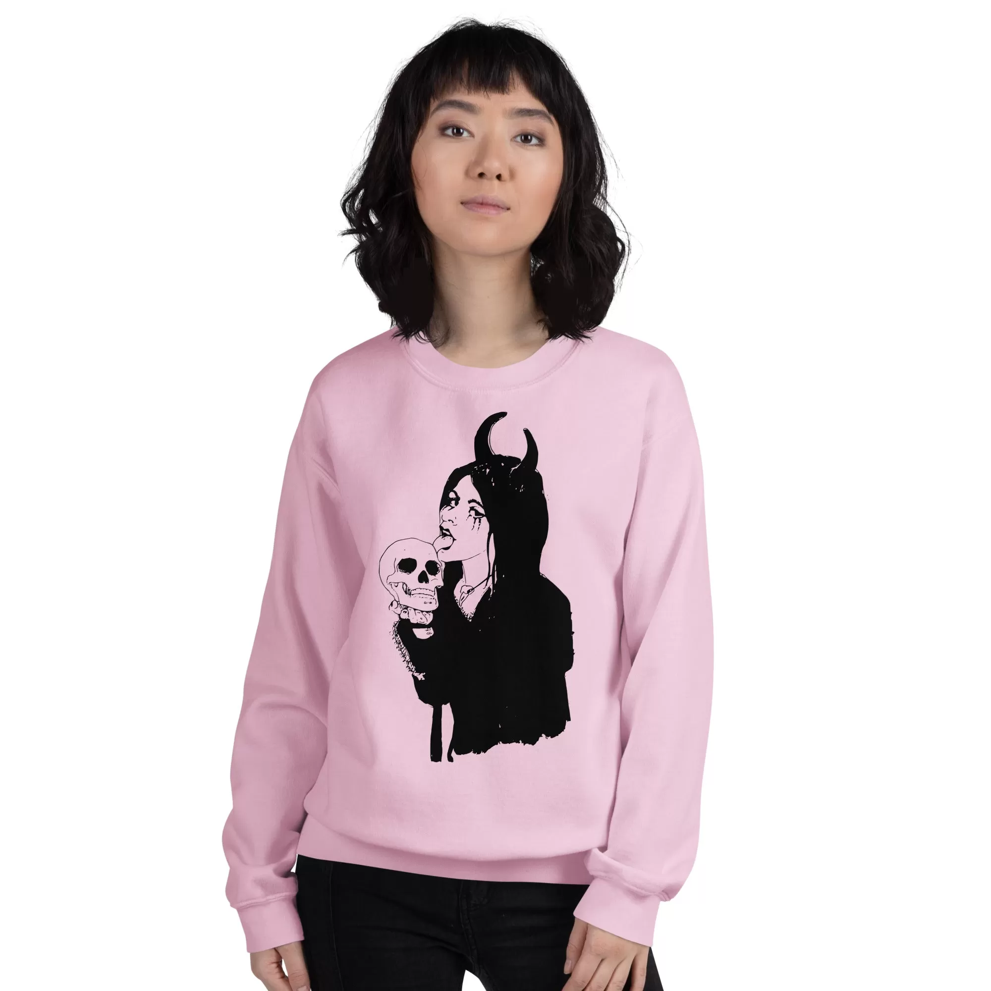 Skull Sweatshirt Licking Woman / Goth Clothing