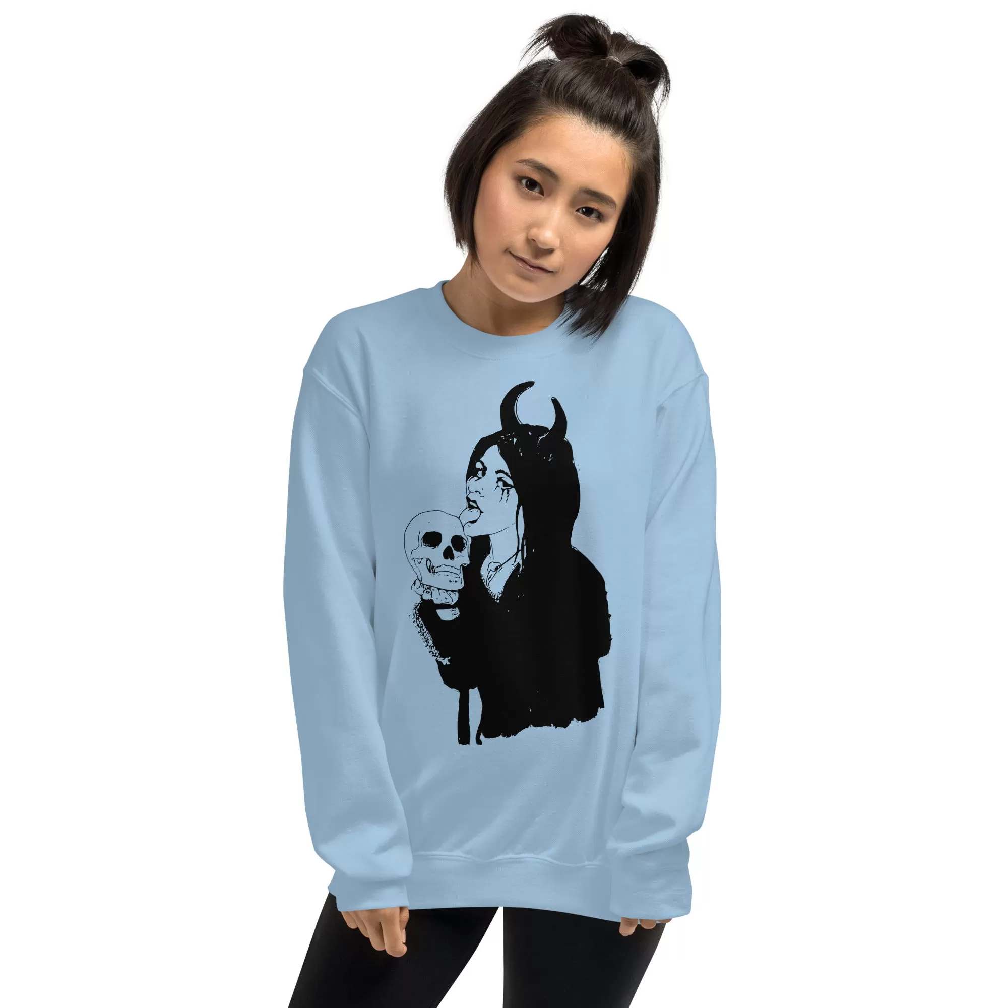 Skull Sweatshirt Licking Woman / Goth Clothing