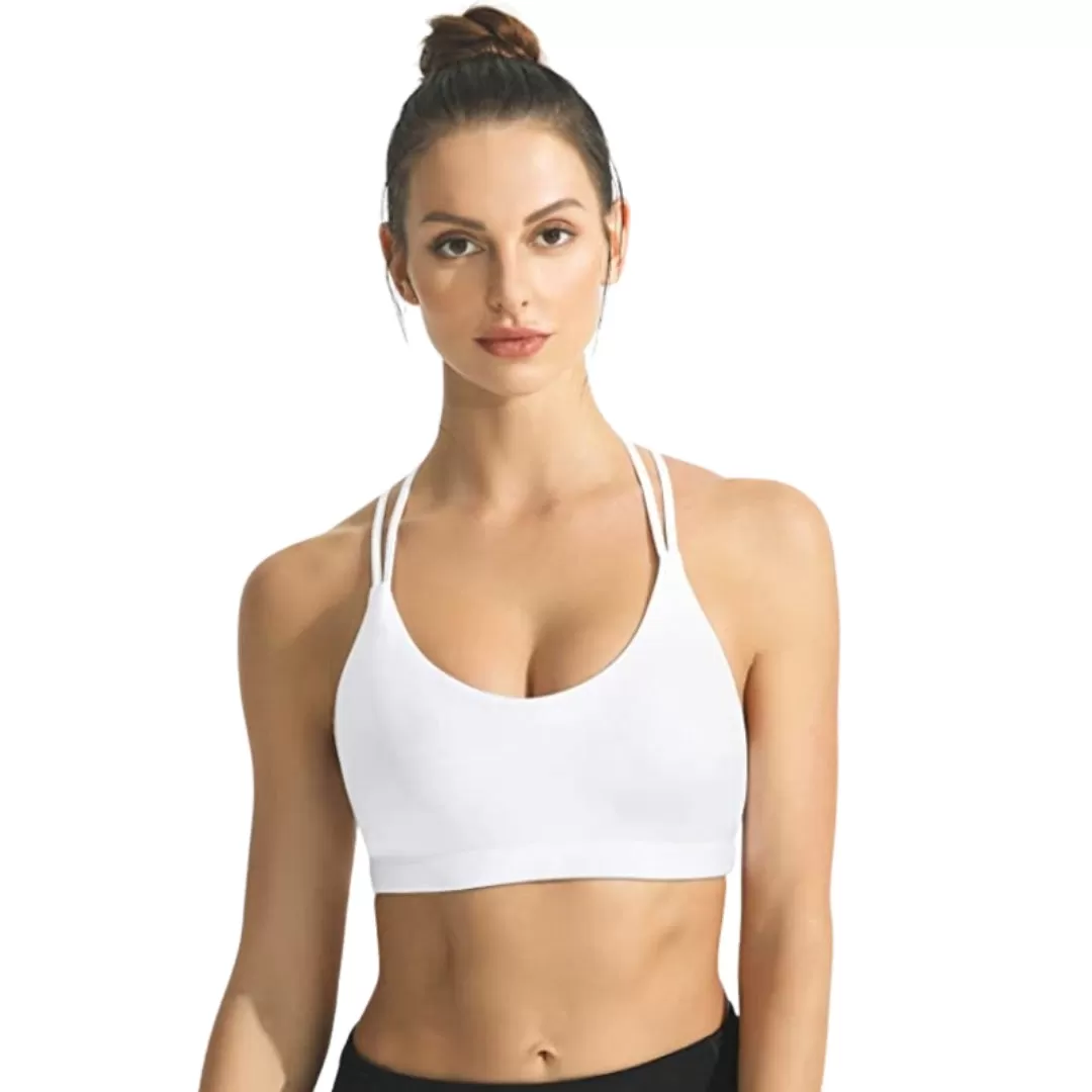 Strappy Padded Four Way Stretch Sports Bras