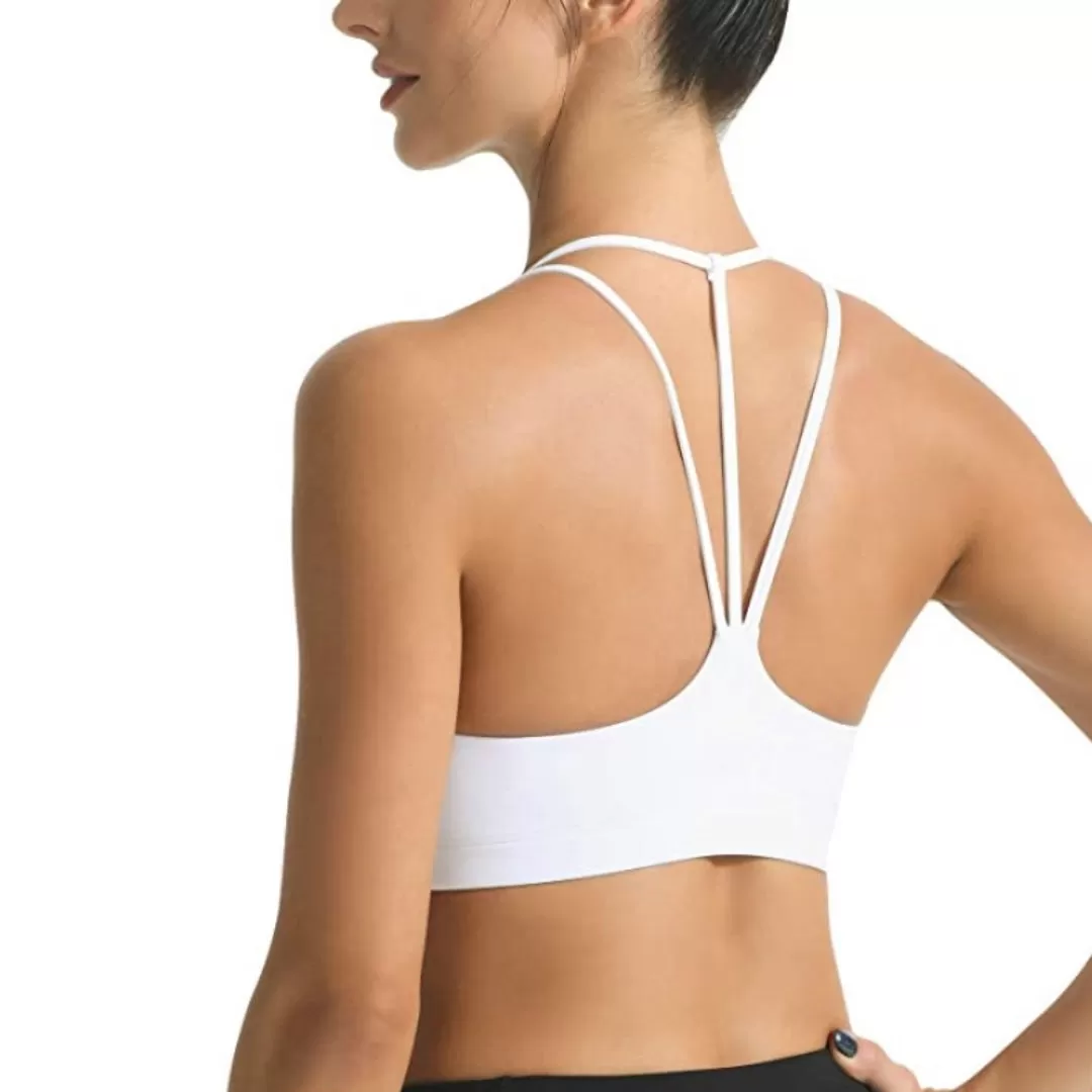 Strappy Padded Four Way Stretch Sports Bras