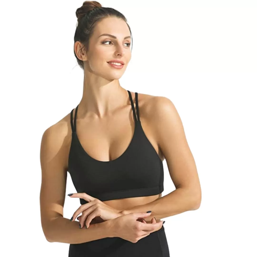 Strappy Padded Four Way Stretch Sports Bras