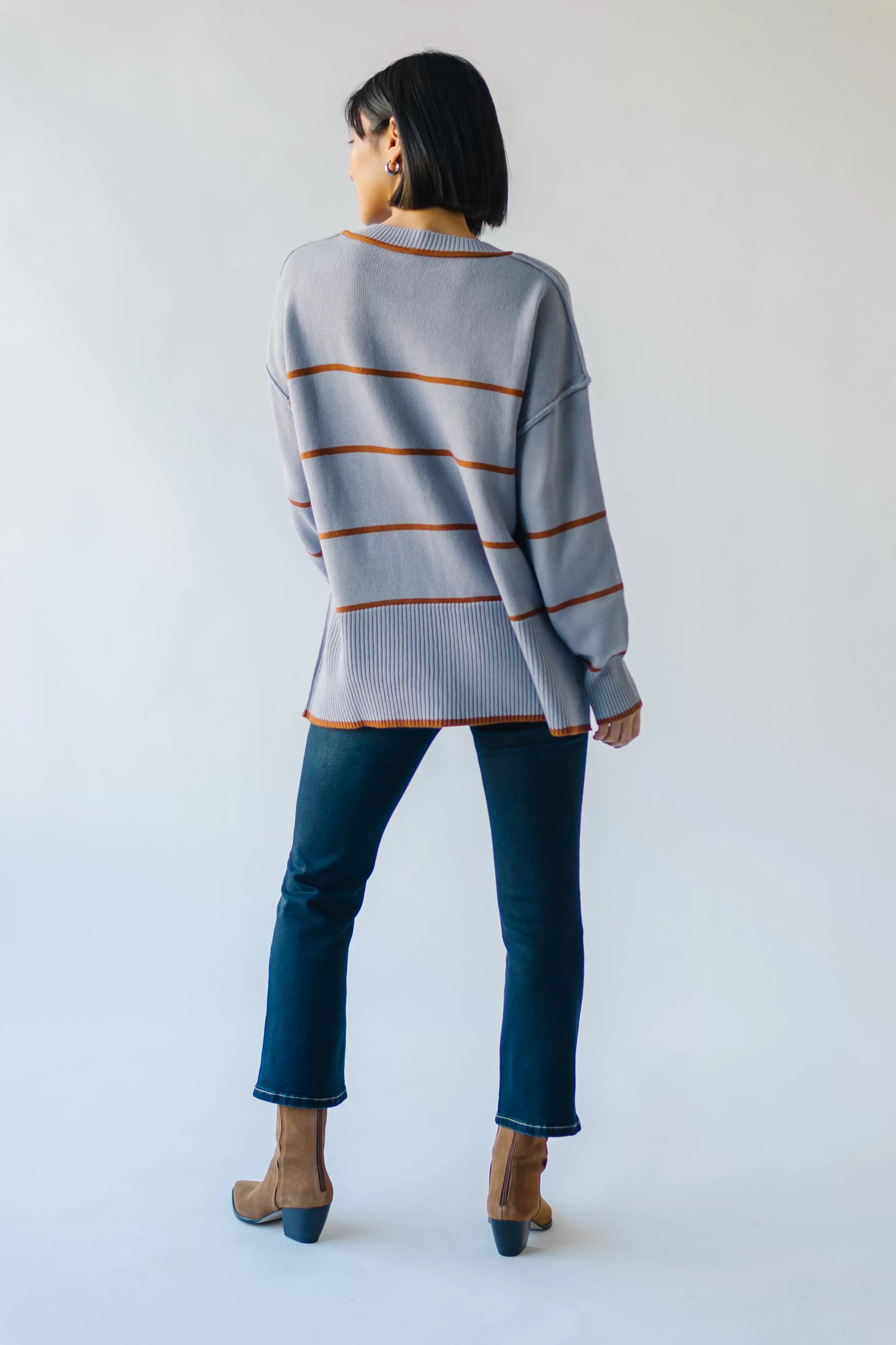 The Borden Striped Sweater in Blue   Tan